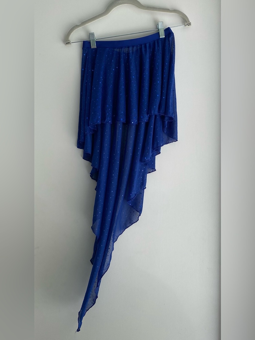 Blue Sparkly Hi-Low Asymmetrical Skirt - Dance Costume Basics